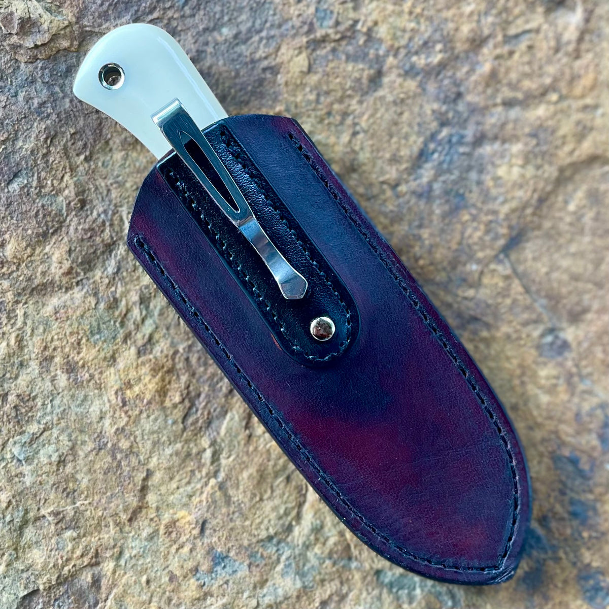 Olivia Pocketknife in S35VN w/ Ivory Linen Micarta