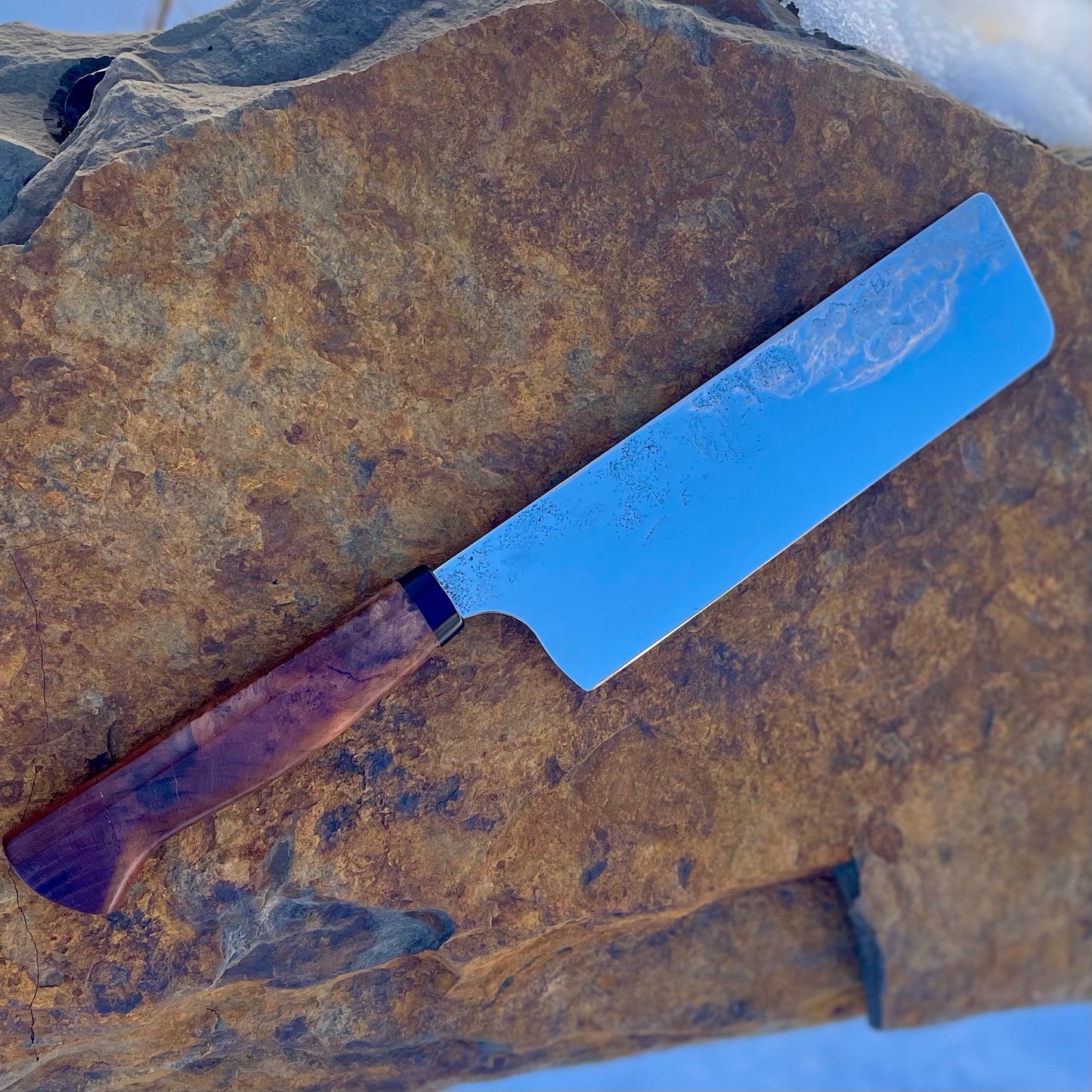 Polished Nakiri in 52100 w/ Cherry Burl