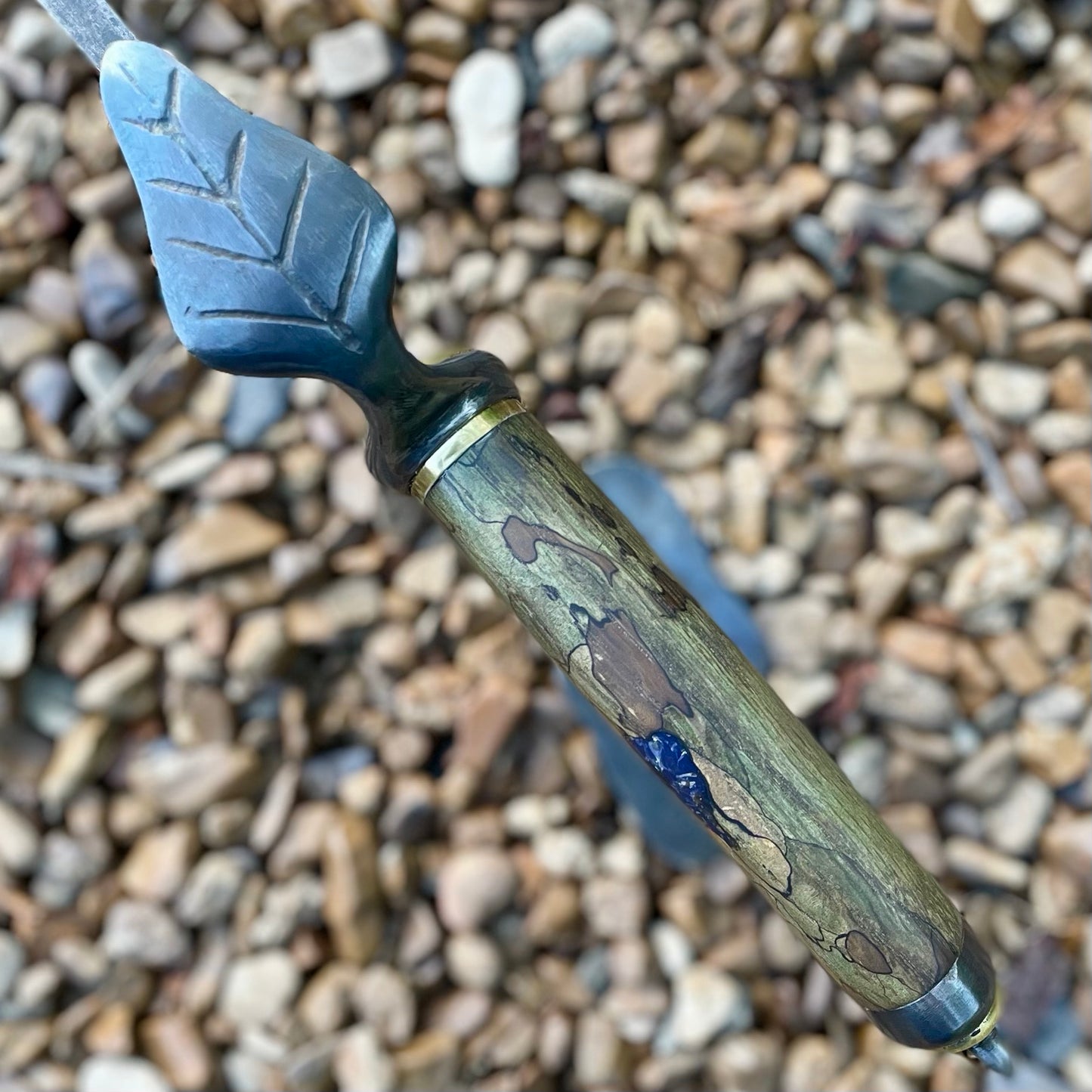 Leaf Bowie in 80CrV2 w/ Spalted Hackberry