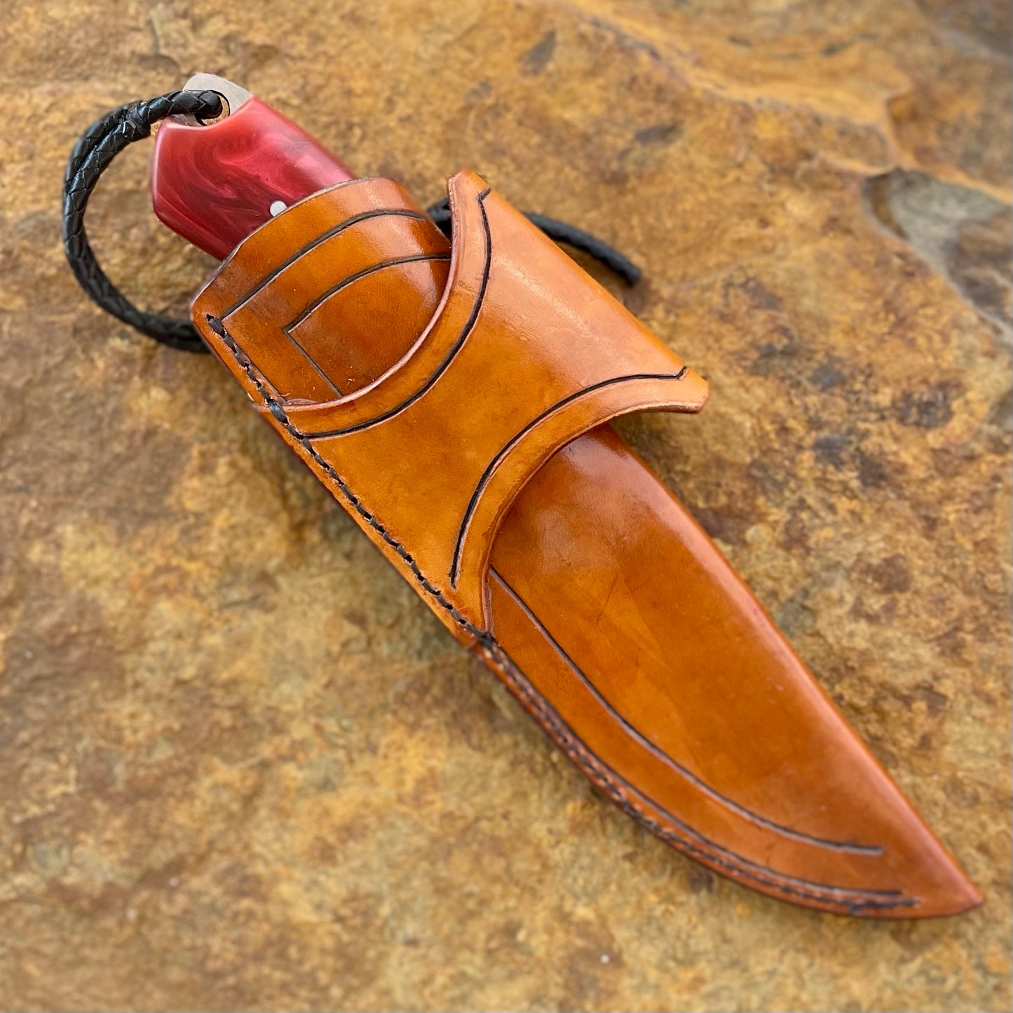 Hunter in 1095 w/ Red Swirl Resin