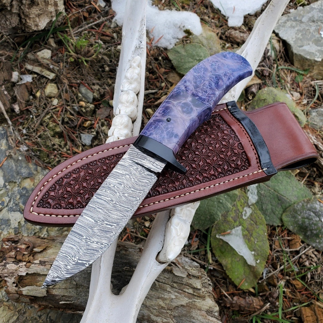 Damascus Hunter w/ Purple Maple Burl