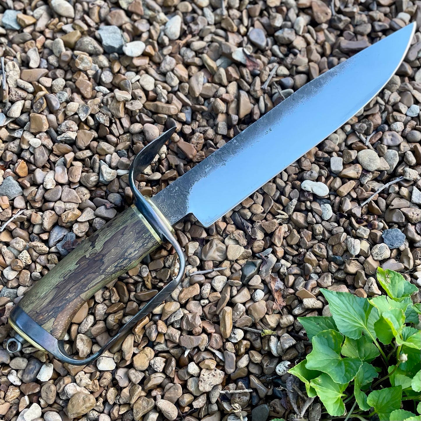 Leaf Bowie in 80CrV2 w/ Spalted Hackberry