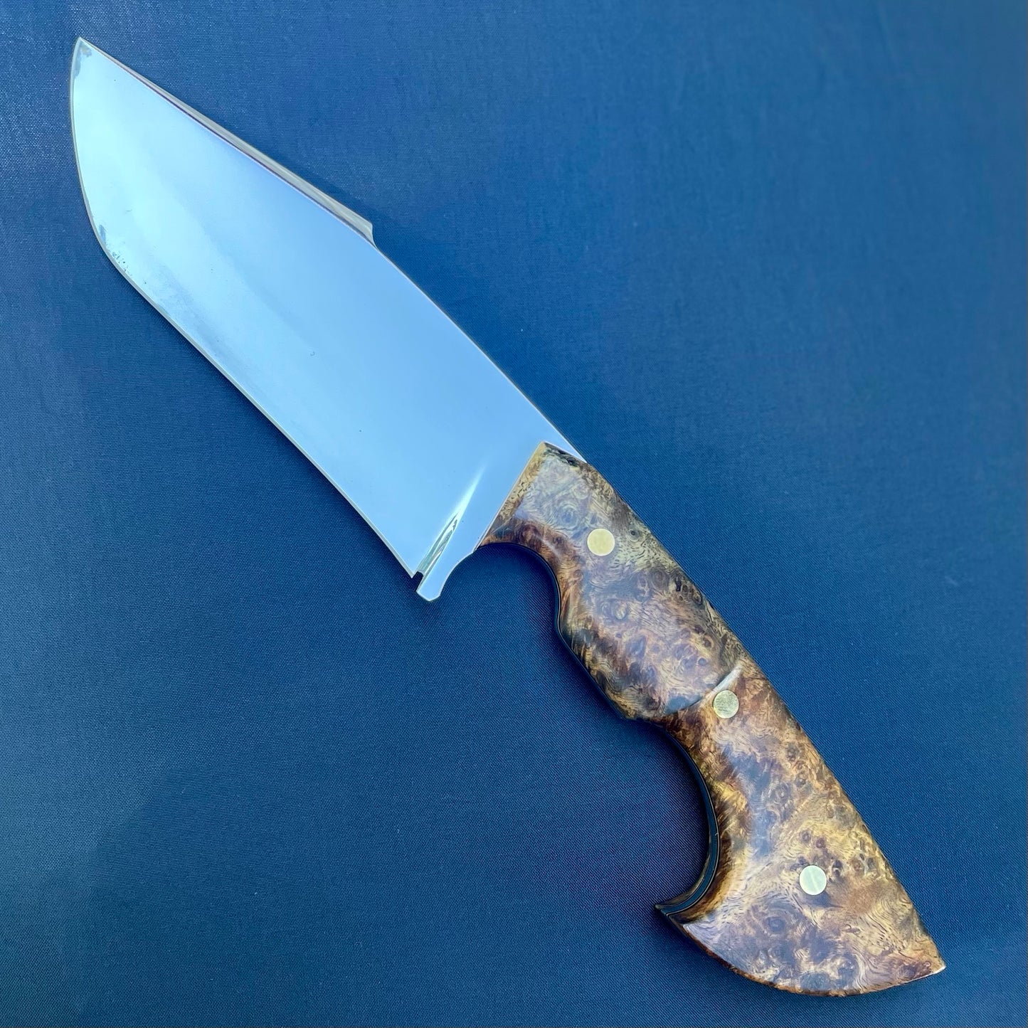 Recurve Knife in 1075 w/ Amboyna Burl