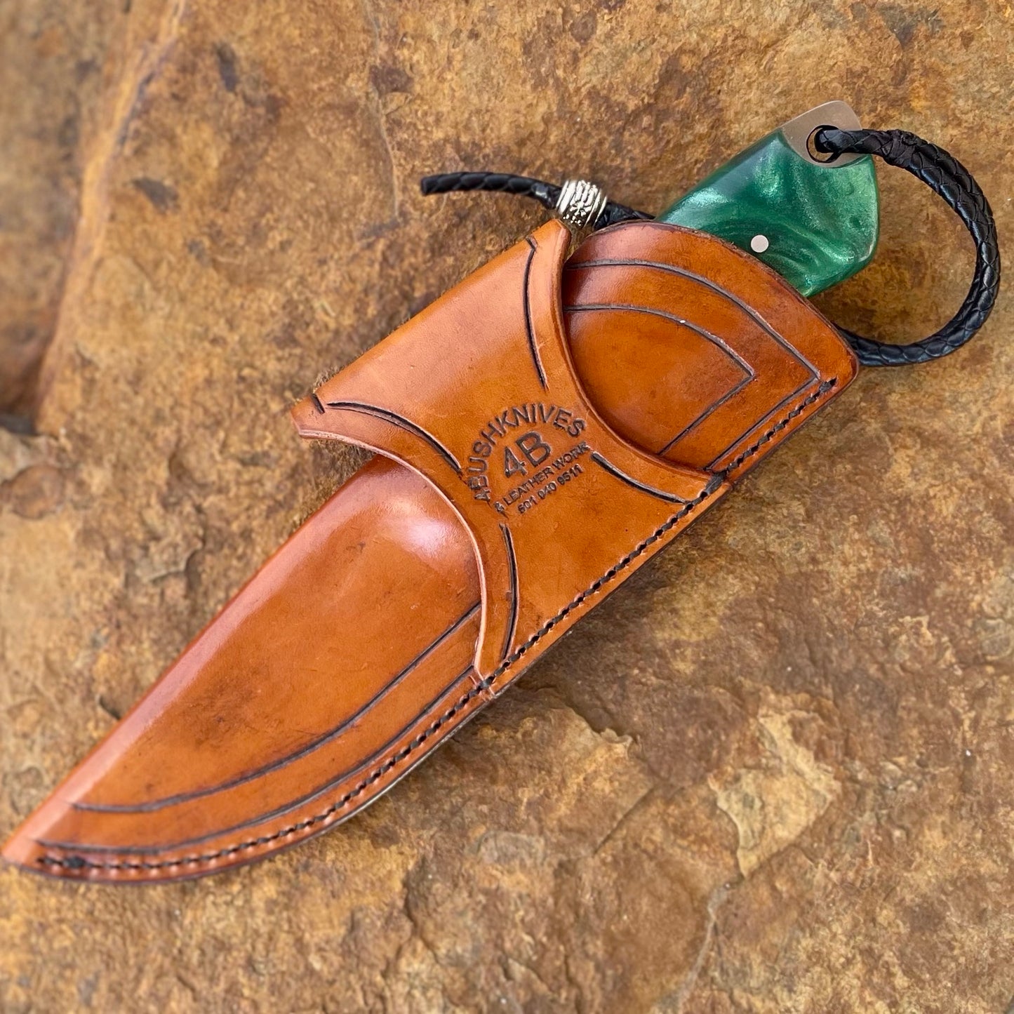 Hunter in 1095 w/ Green Swirl Resin