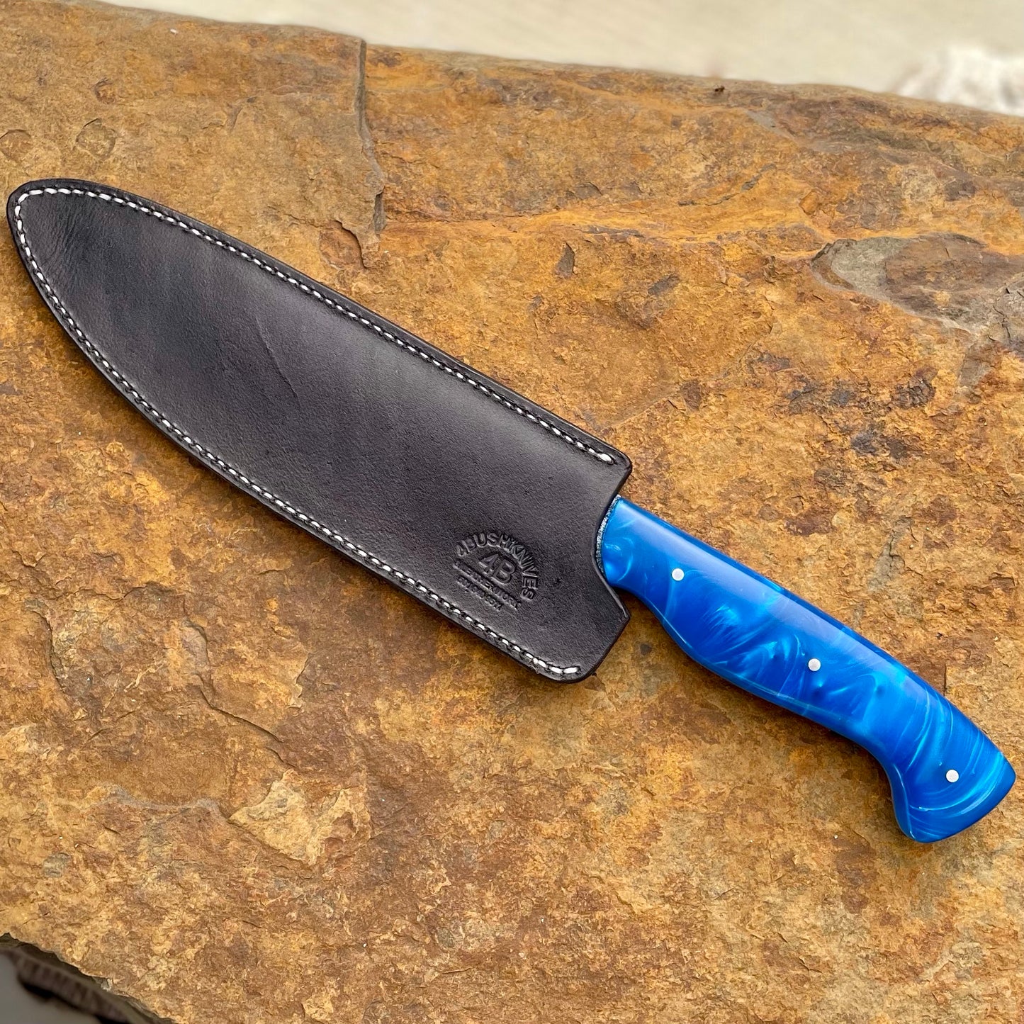 Kitchen Knife in 15n20/L6 w/ Blue Swirl