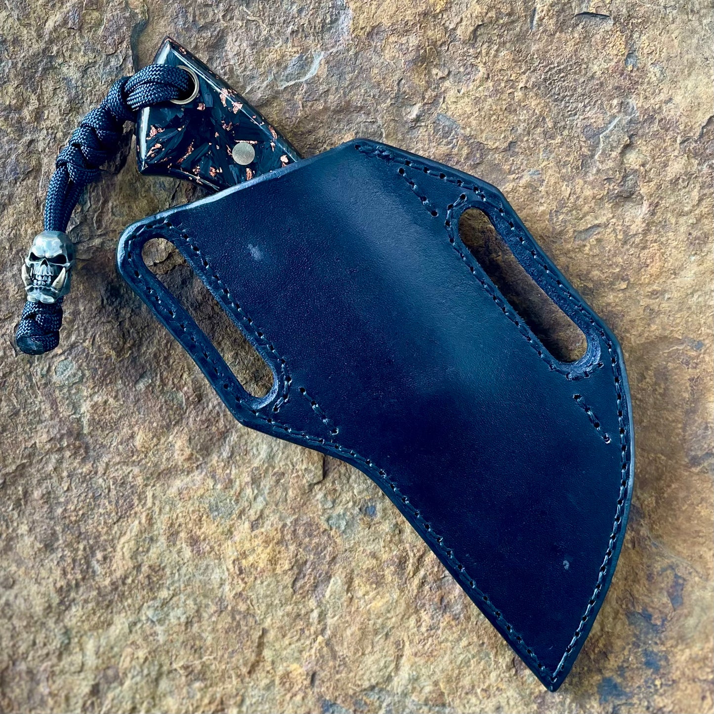 Cleaver in Tsunami Copper Damascus w/ Copper Flake & Carbon Fiber
