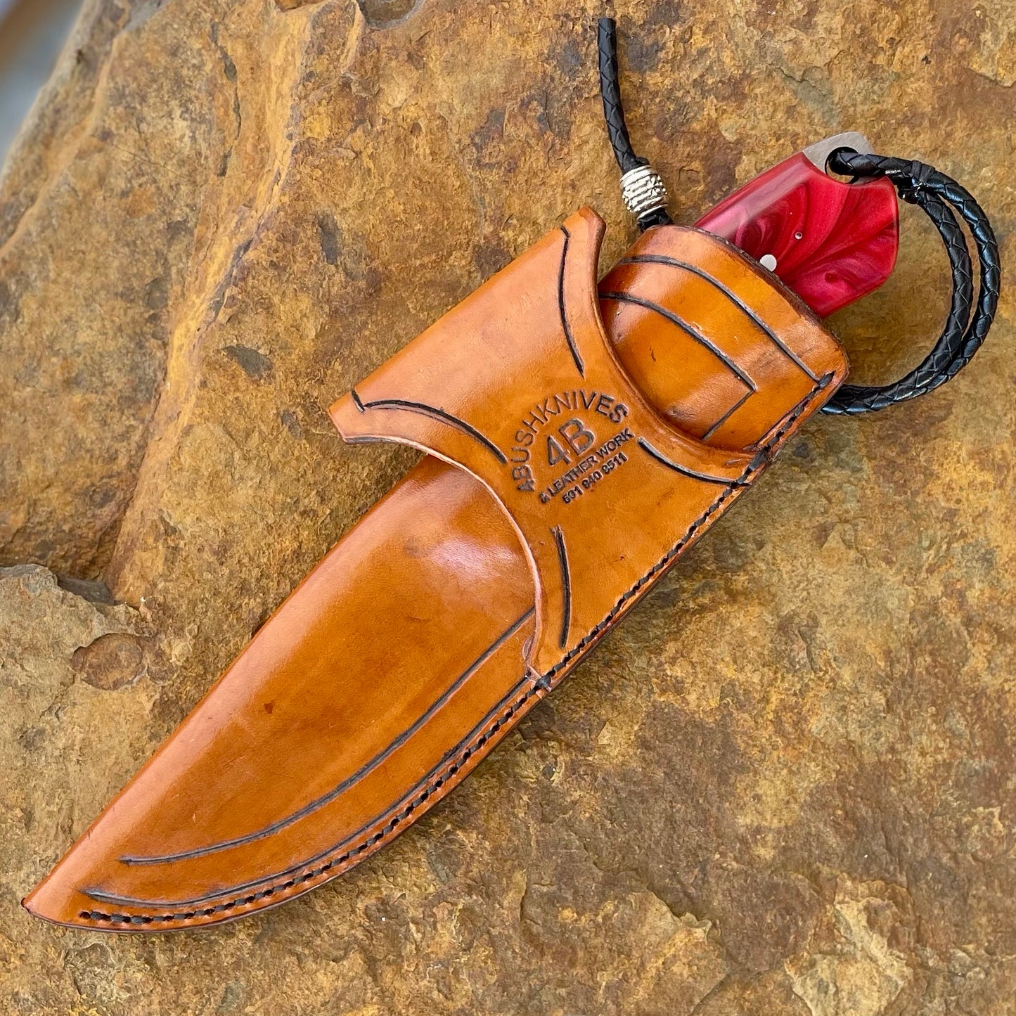 Hunter in 1095 w/ Red Swirl Resin