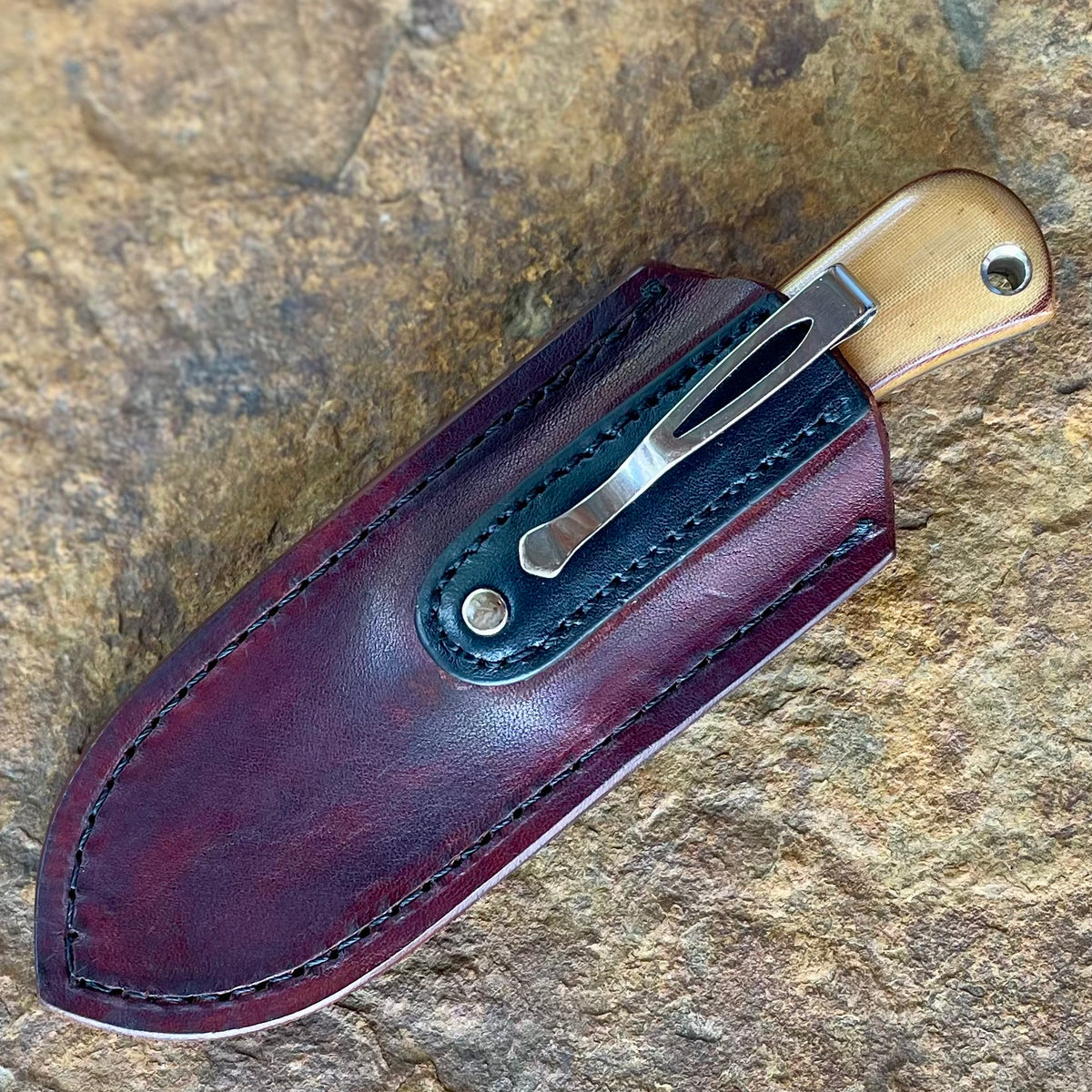 Olivia Pocketknife in W2 w/ Vintage Linen Micarta