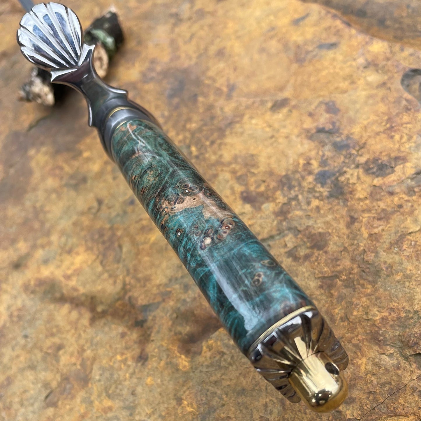Damascus Recurve w/ Dyed Maple Burl