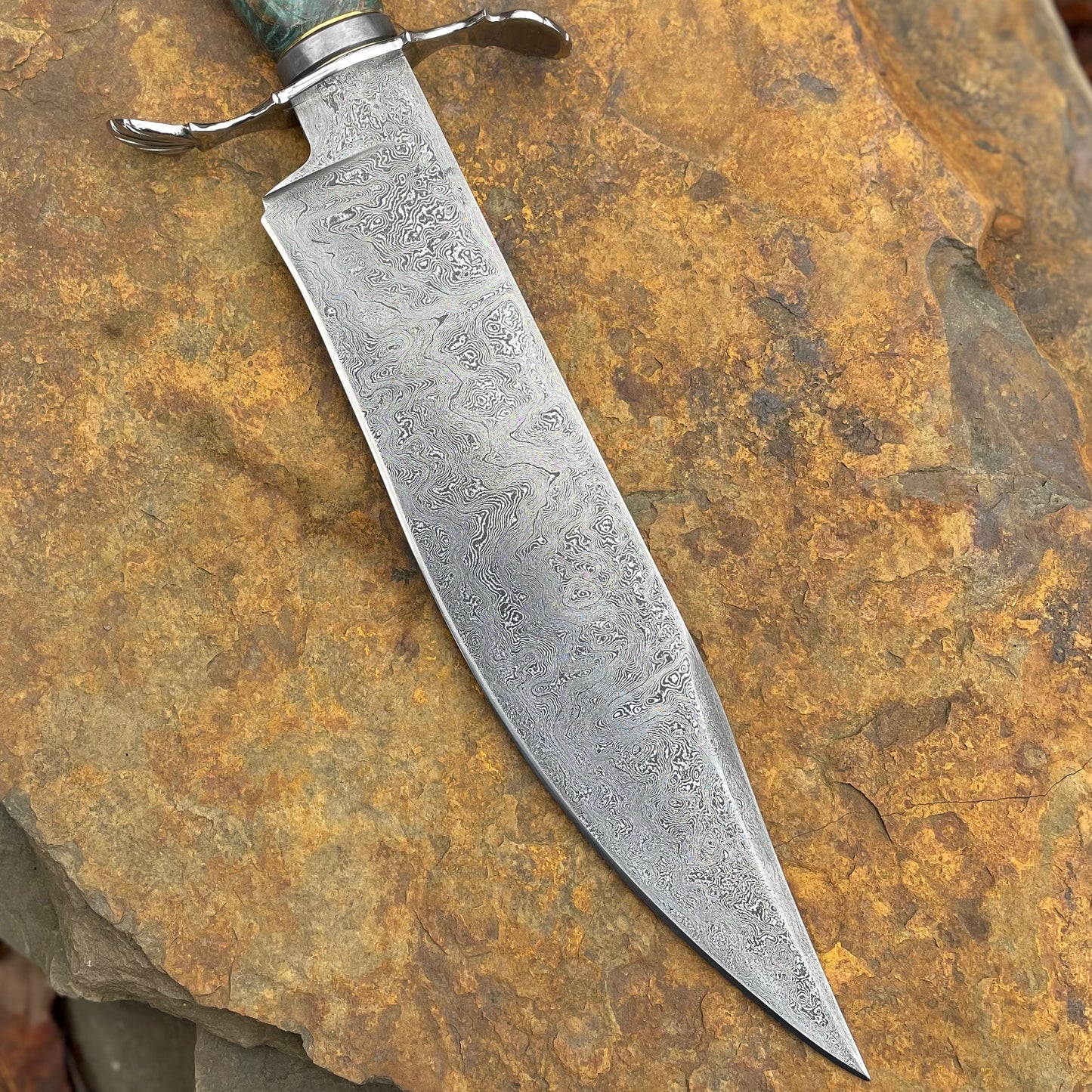 Damascus Recurve w/ Dyed Maple Burl