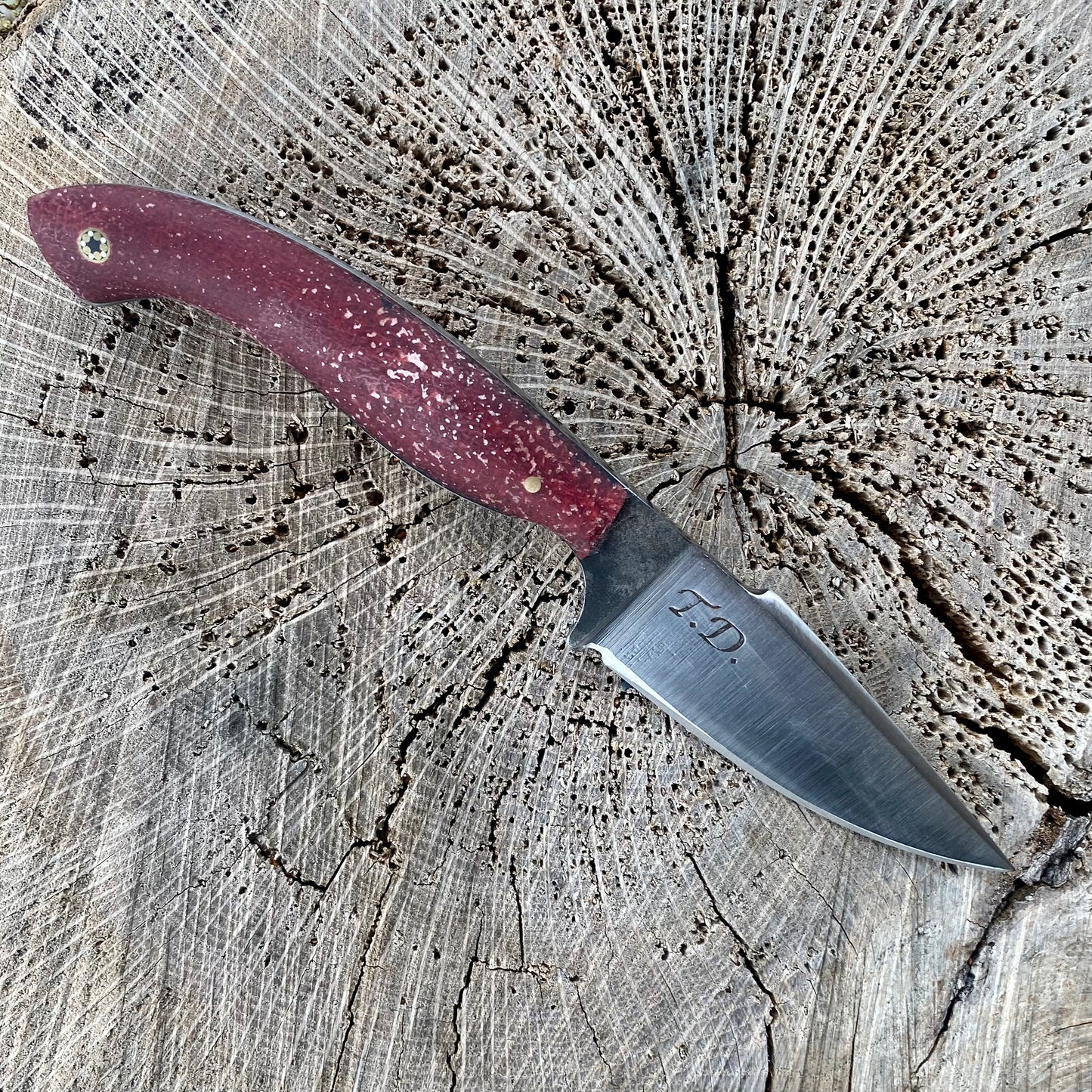 Ridgeback in 80CrV2 w/ Red Rag Micarta