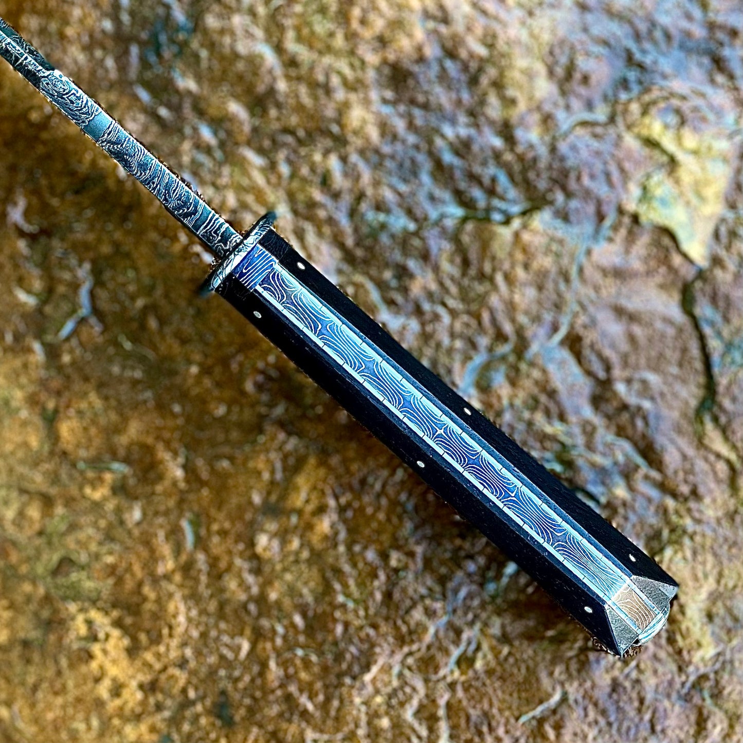 Damascus Bowie (1084/15N20) w/ African Blackwood
