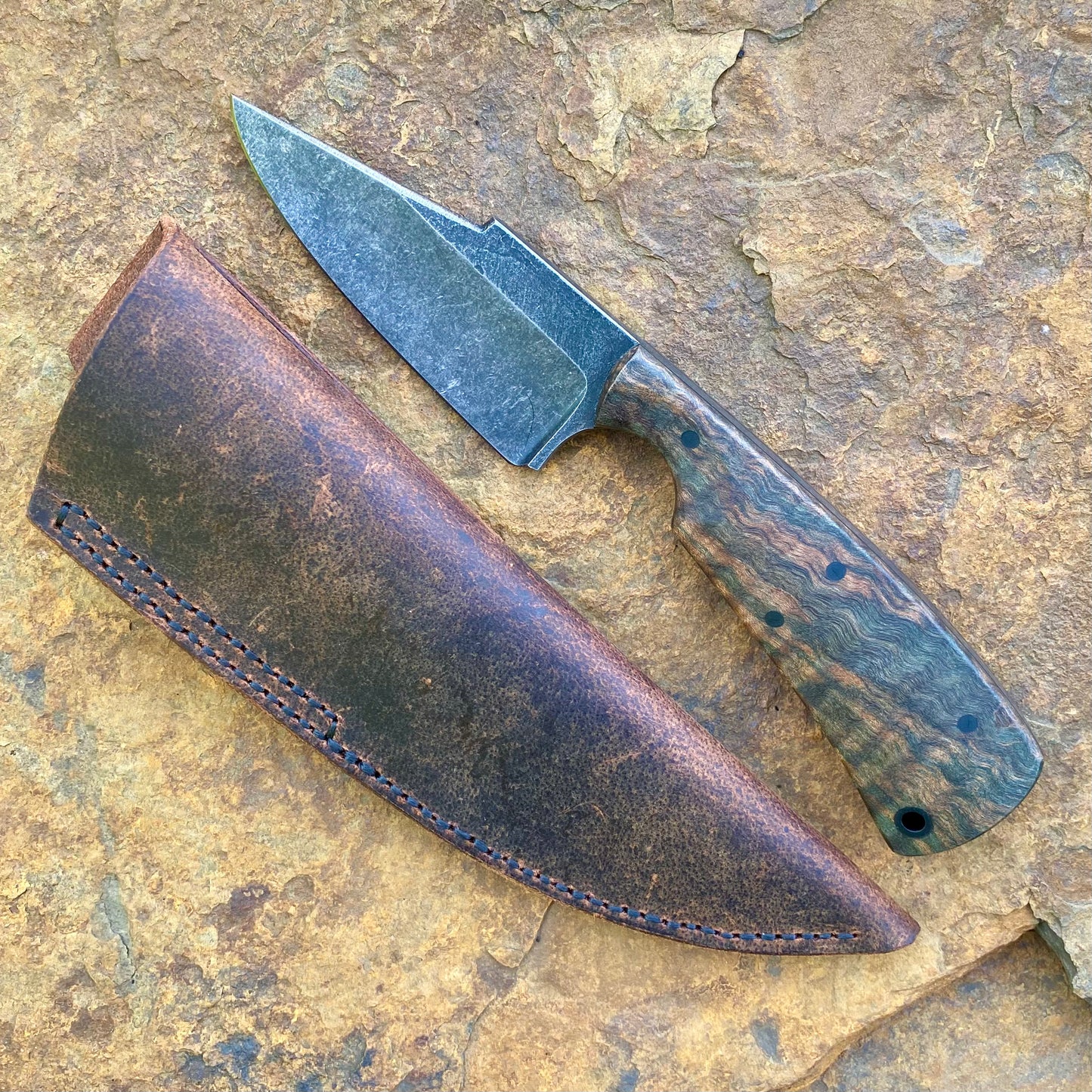 Bison in 52100 w/ Green Curly Maple