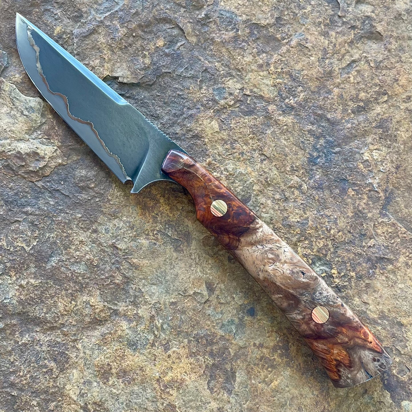 Go-Mai (1080 & 15N20) EDC w/ Amboyna Burl