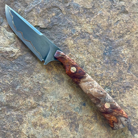 Go-Mai (1080 & 15N20) EDC w/ Amboyna Burl