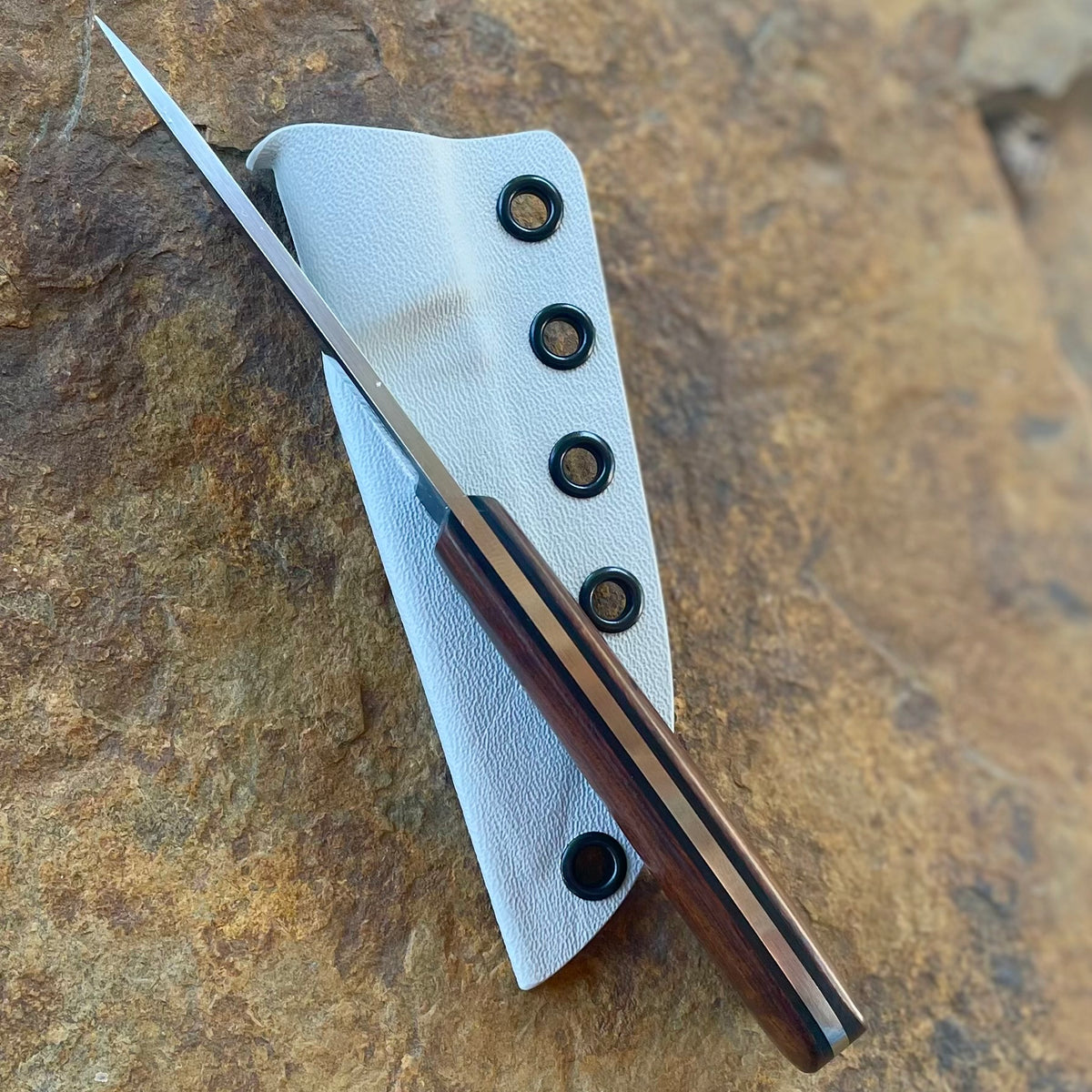 Fixed Blade Pocket Knife in 1080 w/ Ironwood