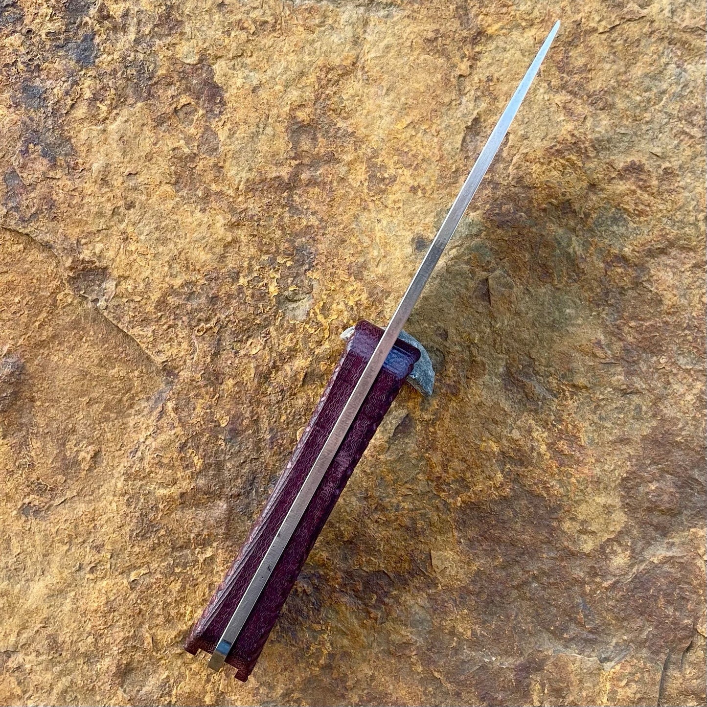 Side Kick EDC in 80CrV2 w/ Maroon Micarta