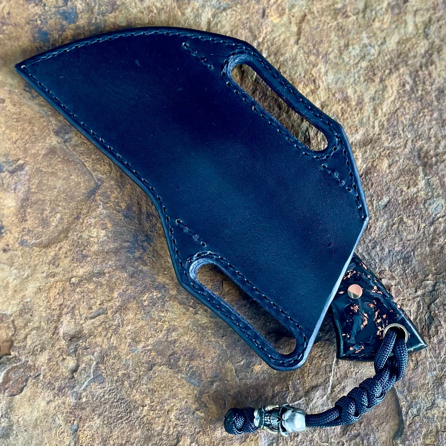 Cleaver in Tsunami Copper Damascus w/ Copper Flake & Carbon Fiber