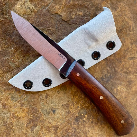 Fixed Blade Pocket Knife in 1080 w/ Ironwood