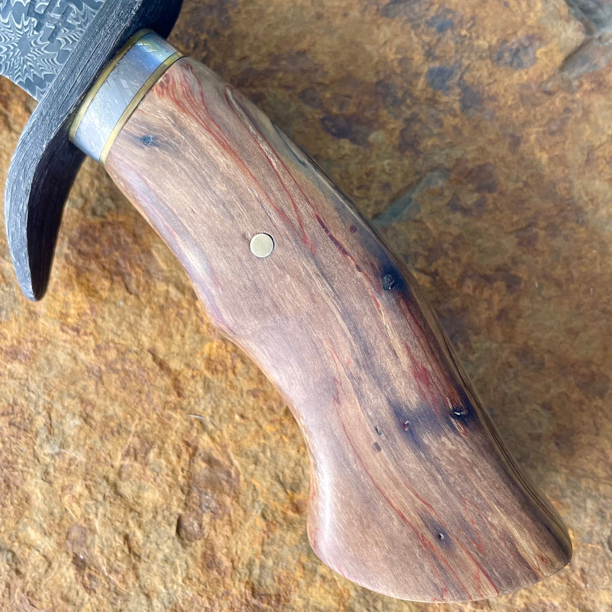 Mosaic Damascus Fighter w/ Spalted Hackberry