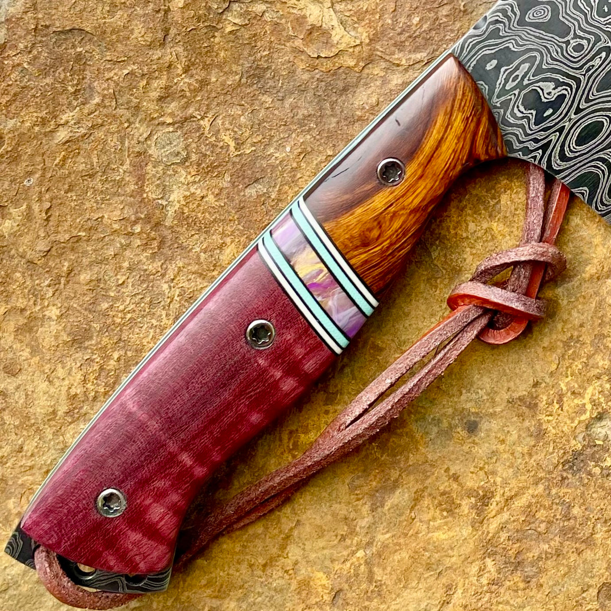 Damascus Cleaver w/ Segmented Handle