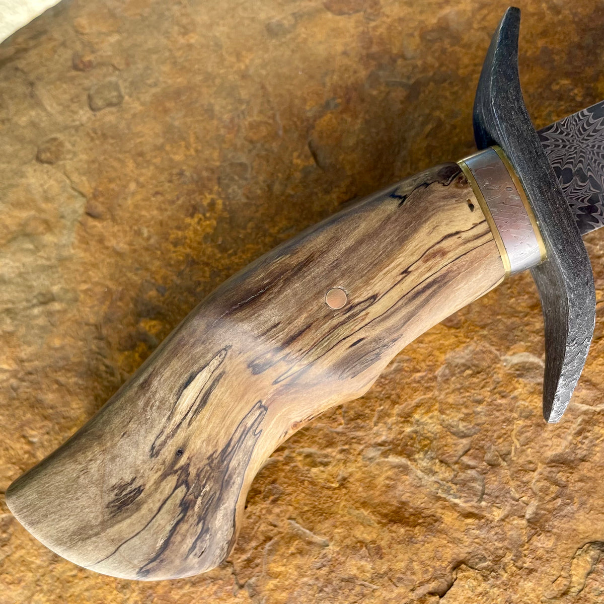 Mosaic Damascus Fighter w/ Spalted Hackberry