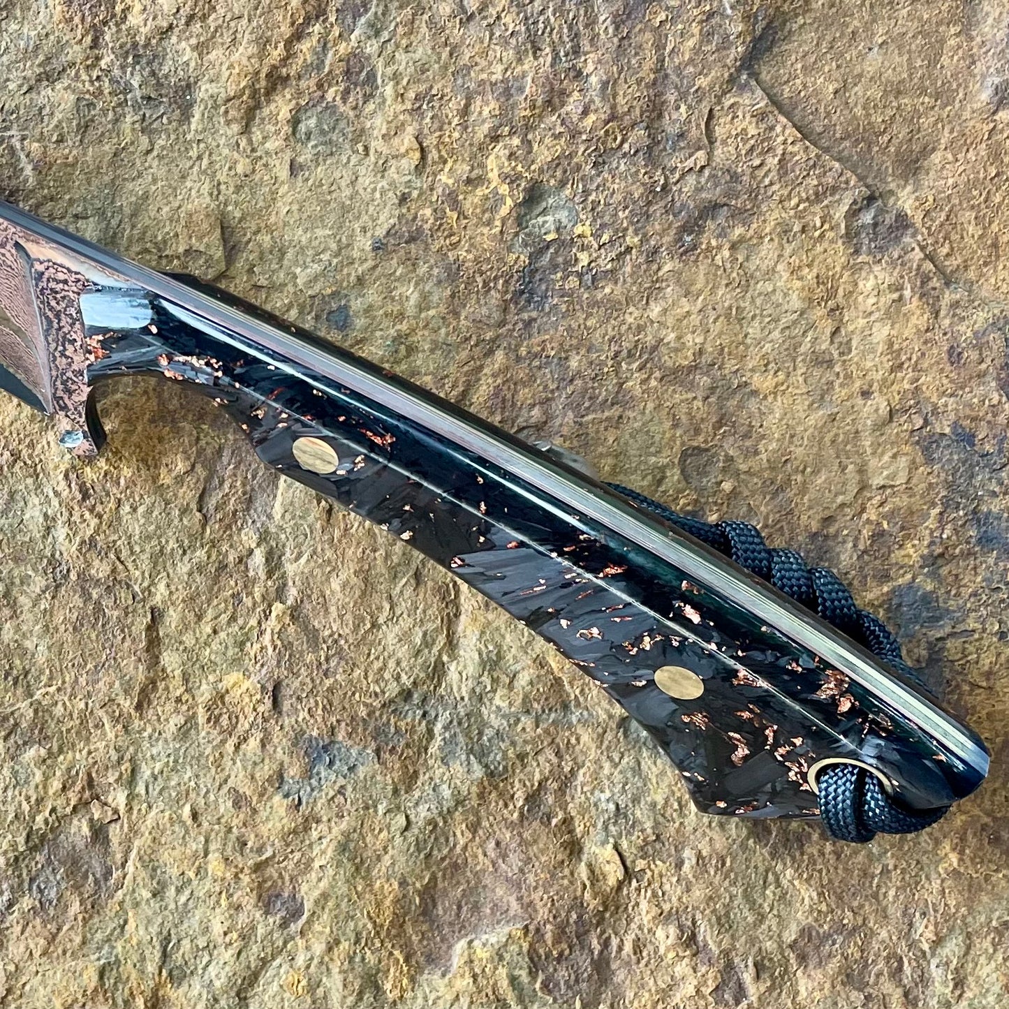 Cleaver in Tsunami Copper Damascus w/ Copper Flake & Carbon Fiber