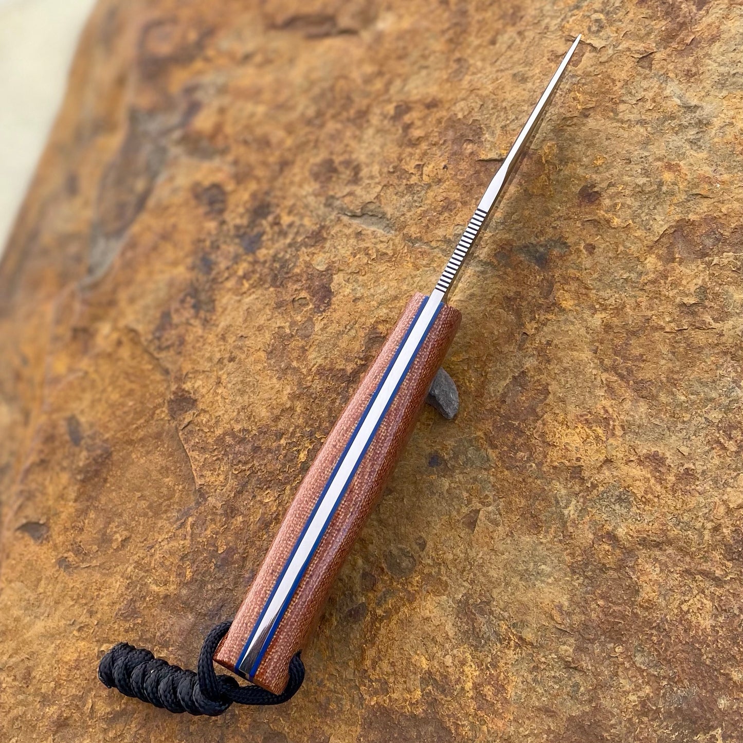 Baby Bowie EDC in D2 w/ Natural Crosscut Micarta