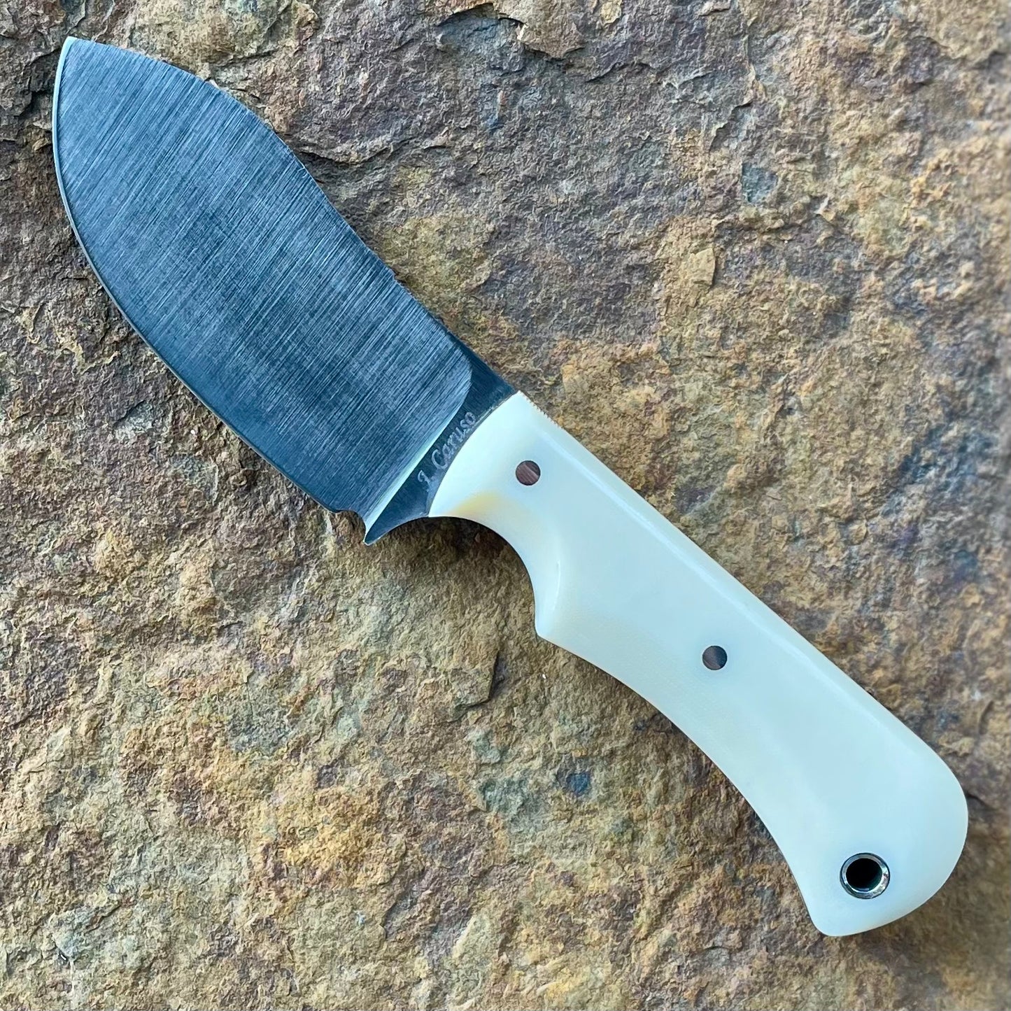 Olivia Pocketknife in S35VN w/ Ivory Linen Micarta