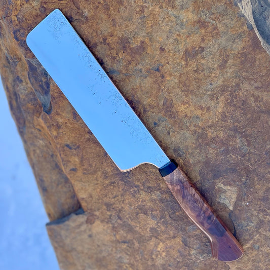 Polished Nakiri in 52100 w/ Cherry Burl