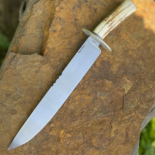 Large Bowie in 1095 w/ Sambar Stag