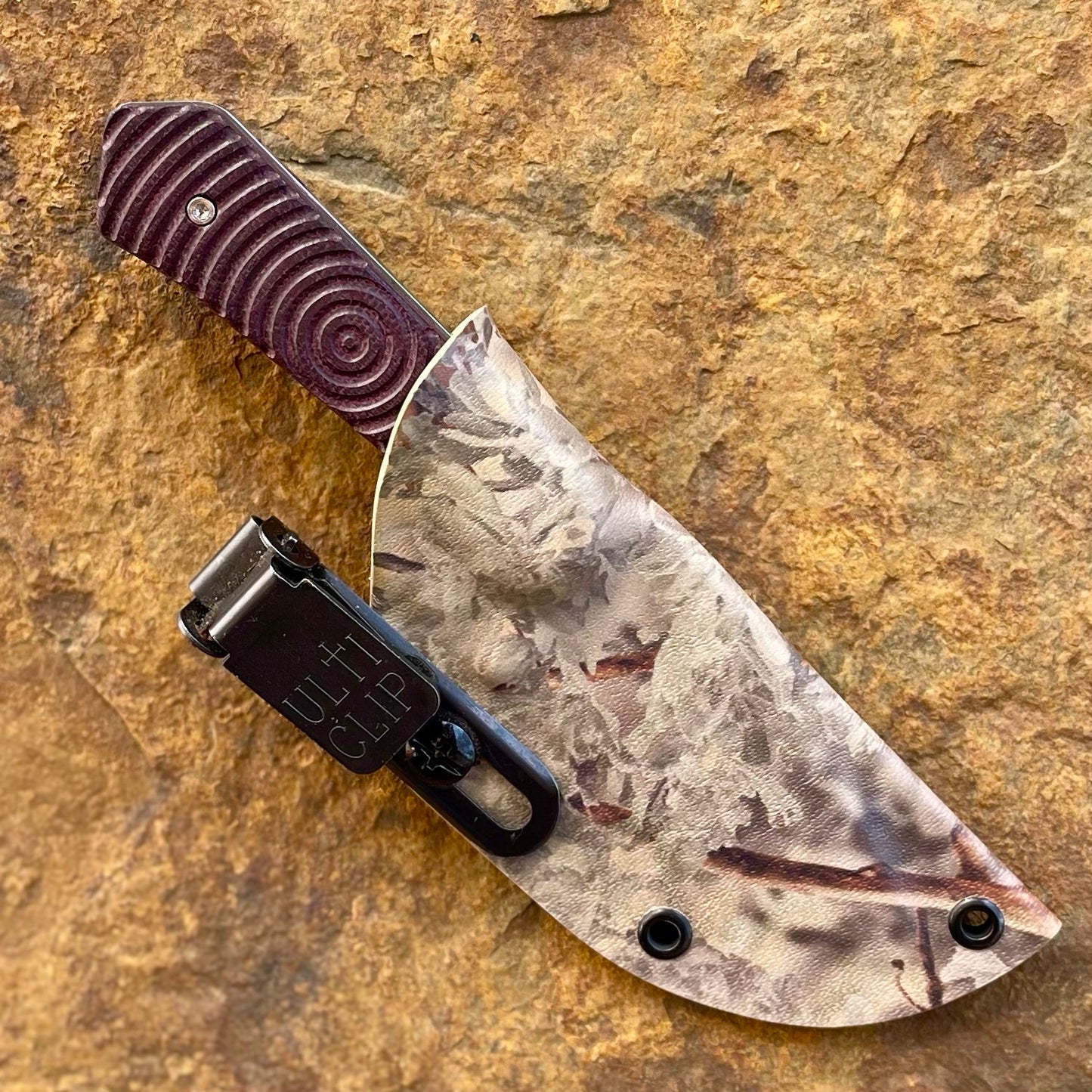 Side Kick EDC in 80CrV2 w/ Maroon Micarta