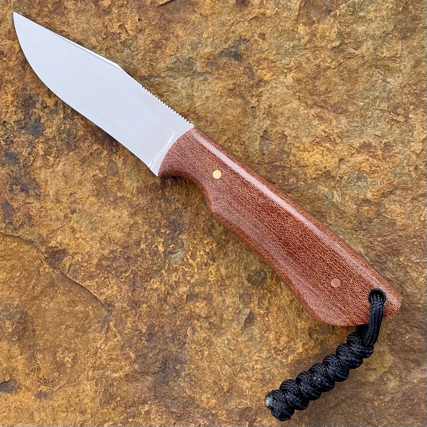 Baby Bowie EDC in D2 w/ Natural Crosscut Micarta