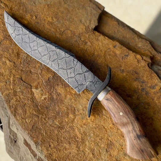 Mosaic Damascus Fighter w/ Spalted Hackberry