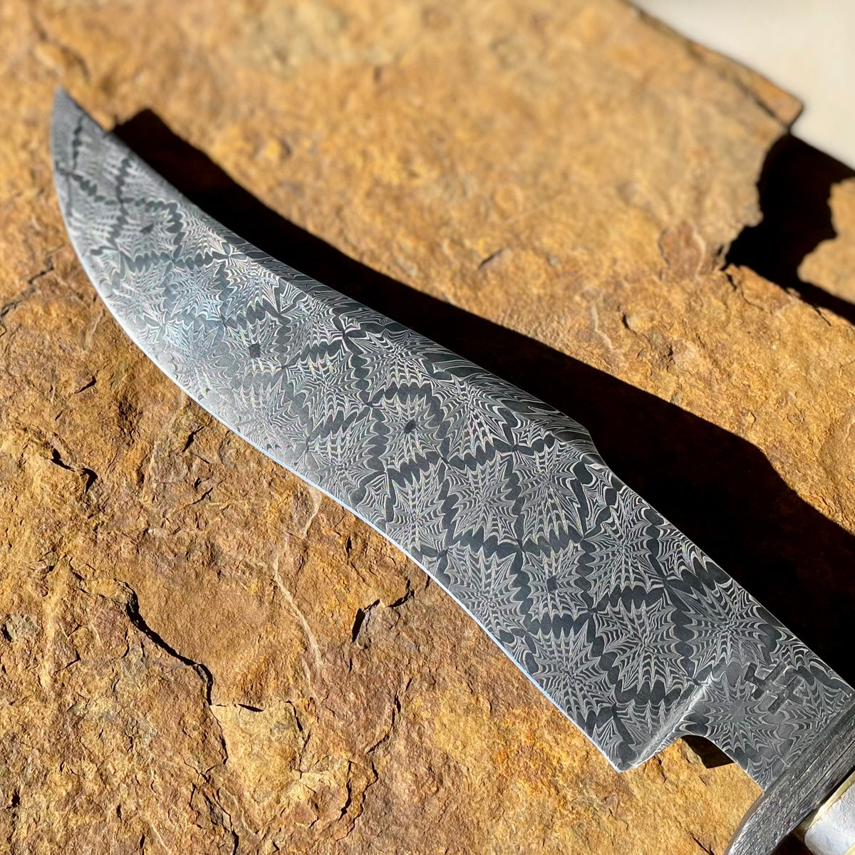 Mosaic Damascus Fighter w/ Spalted Hackberry