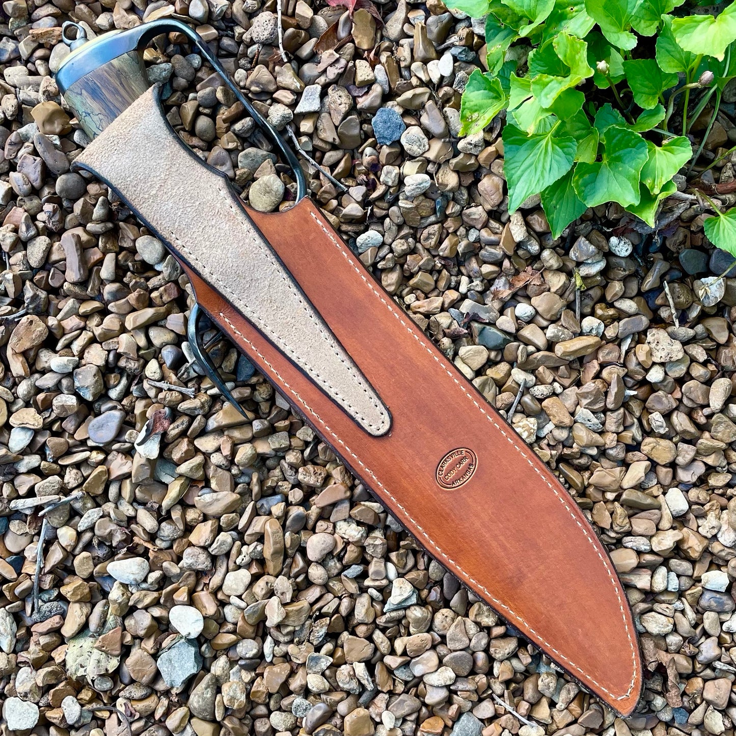 Leaf Bowie in 80CrV2 w/ Spalted Hackberry