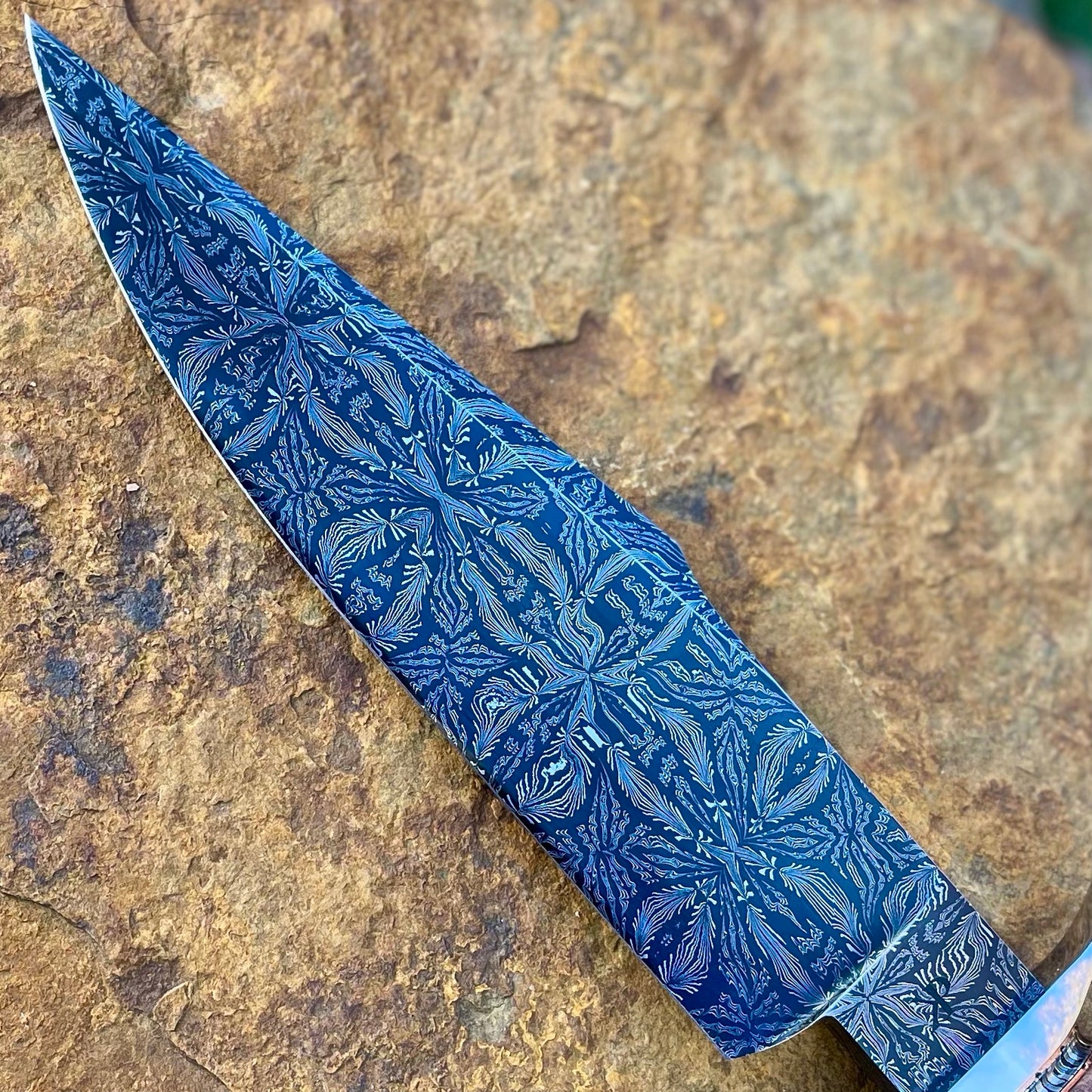 Damascus Bowie Fighter w/ Curly Koa