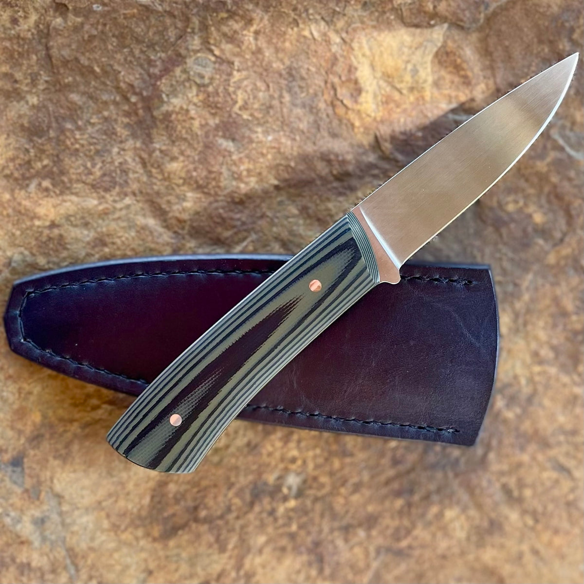 Fixed Blade Pocket Knife in Nitro V w/ Green and black G10