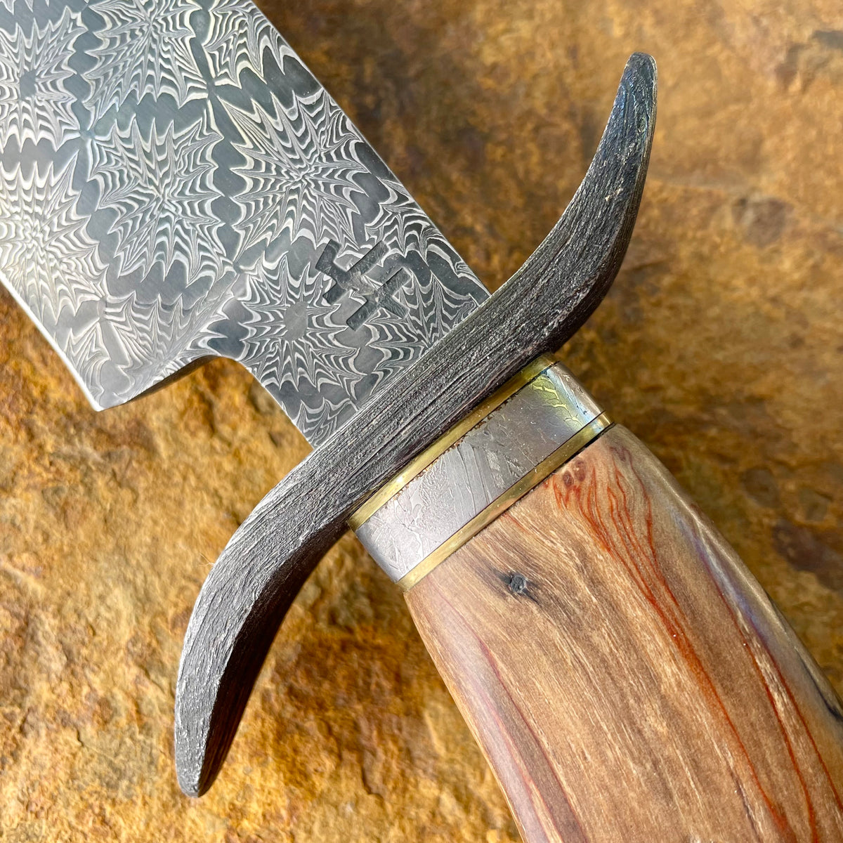 Mosaic Damascus Fighter w/ Spalted Hackberry