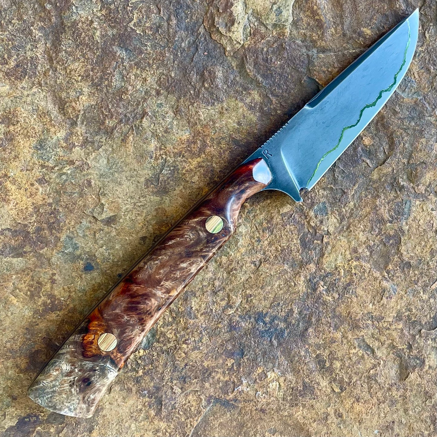 Go-Mai (1080 & 15N20) EDC w/ Amboyna Burl