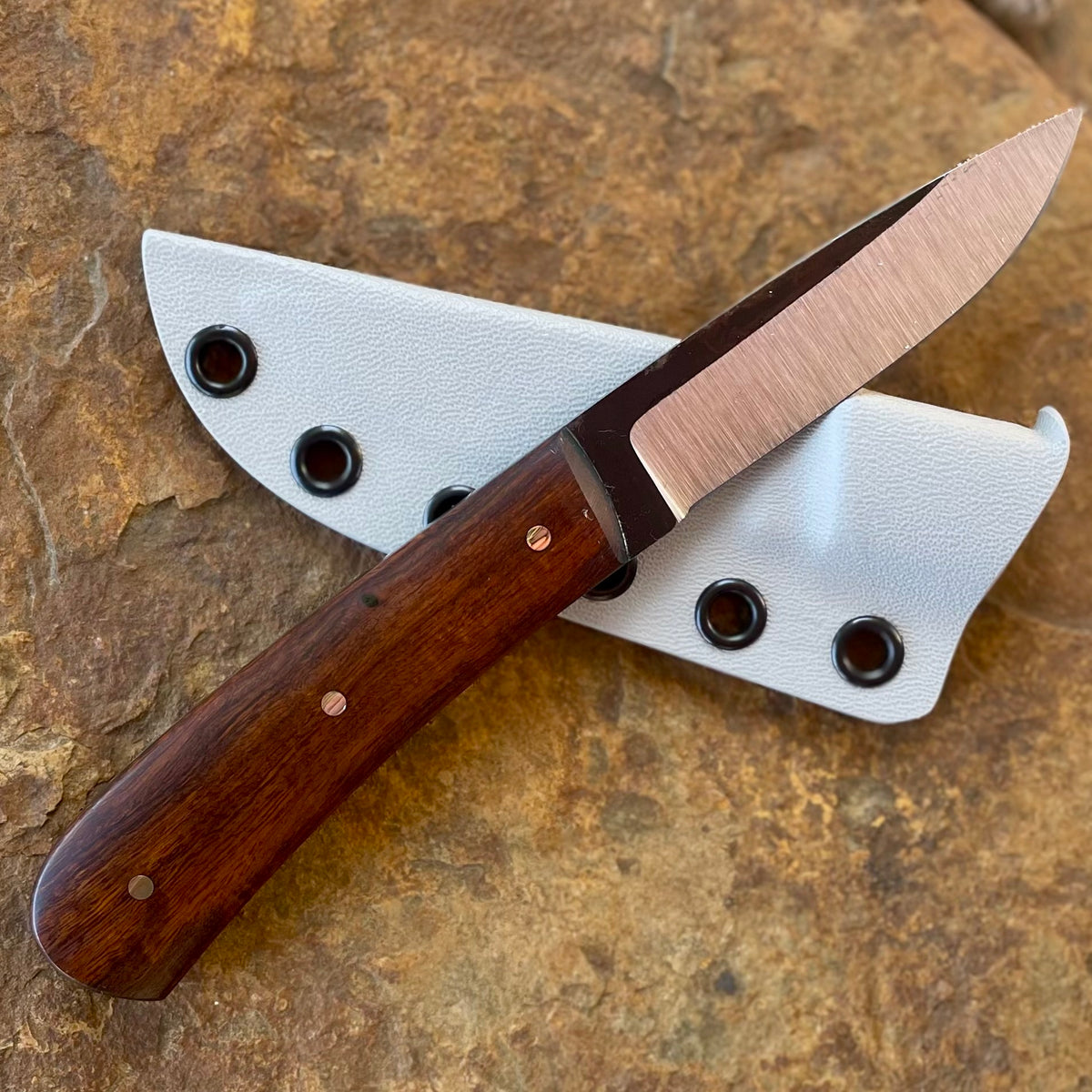 Fixed Blade Pocket Knife in 1080 w/ Ironwood
