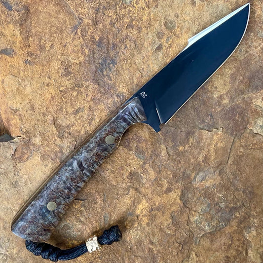 Harpoon EDC in 1075 w/ Maple Burl-Charcoal
