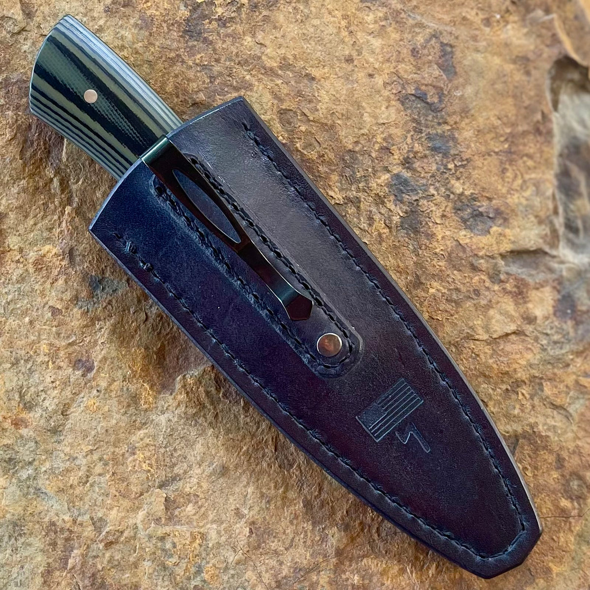 Fixed Blade Pocket Knife in Nitro V w/ Green and black G10