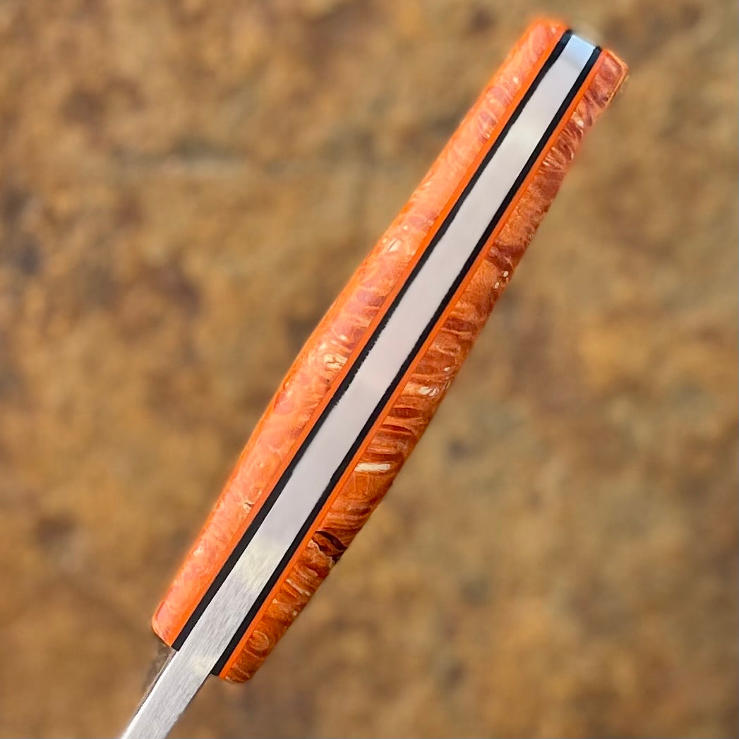 Hunter in 80CrV2 w/ Orange Box Elder Burl