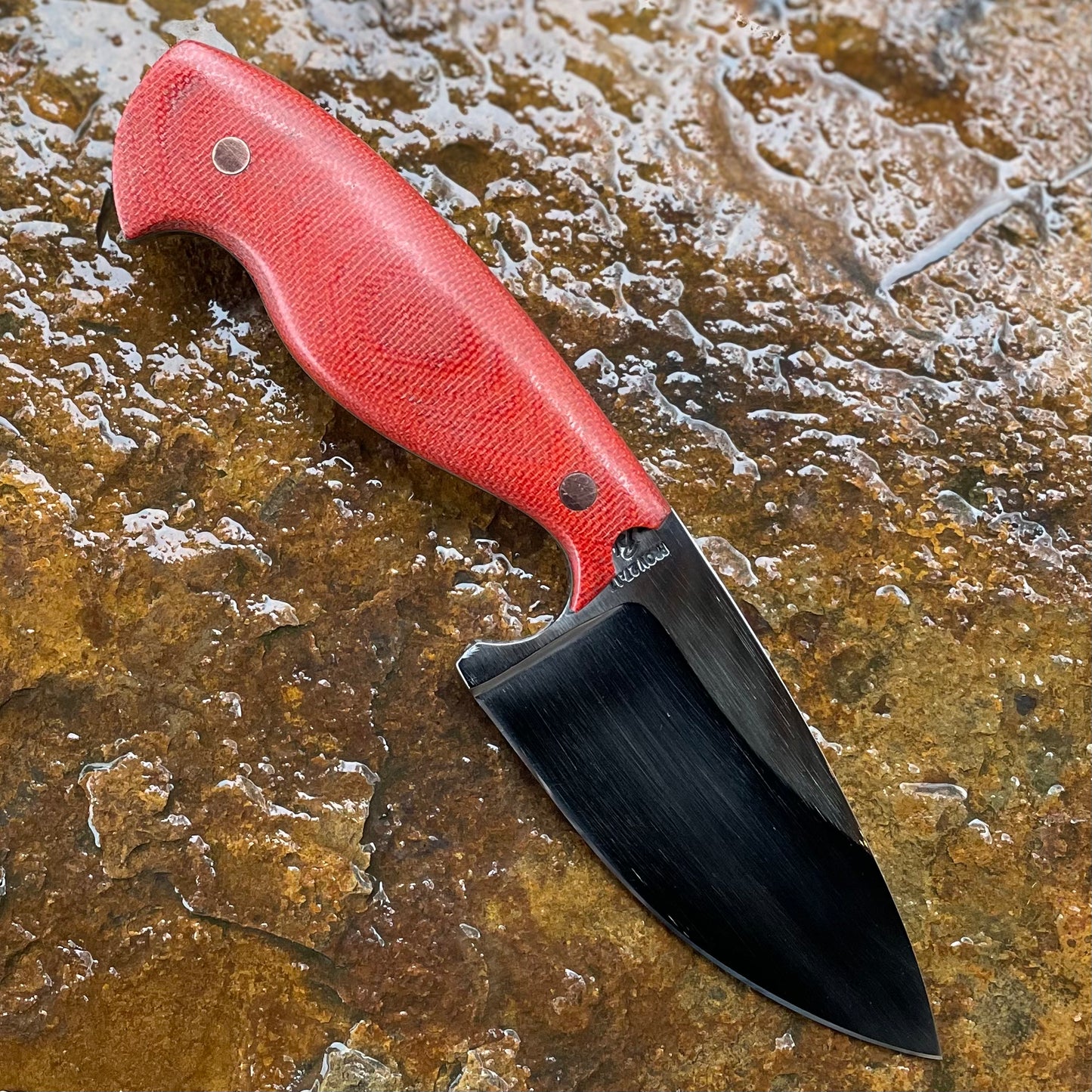 Skinner in 5160 w/ Red Canvas Micarta