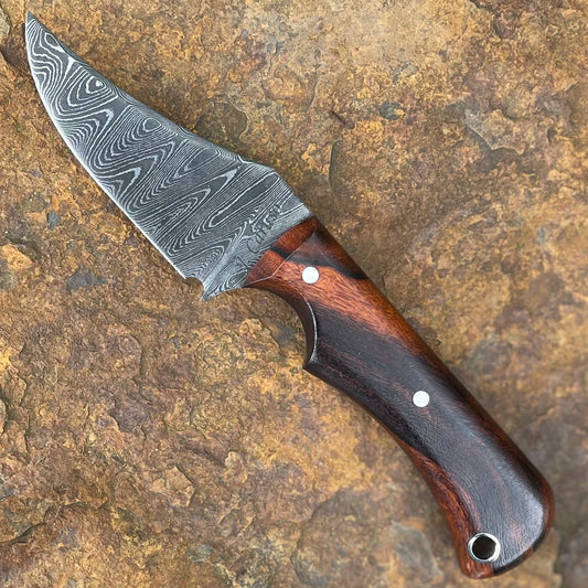 Damscus Pocket Knife w/ Desert Iron wood