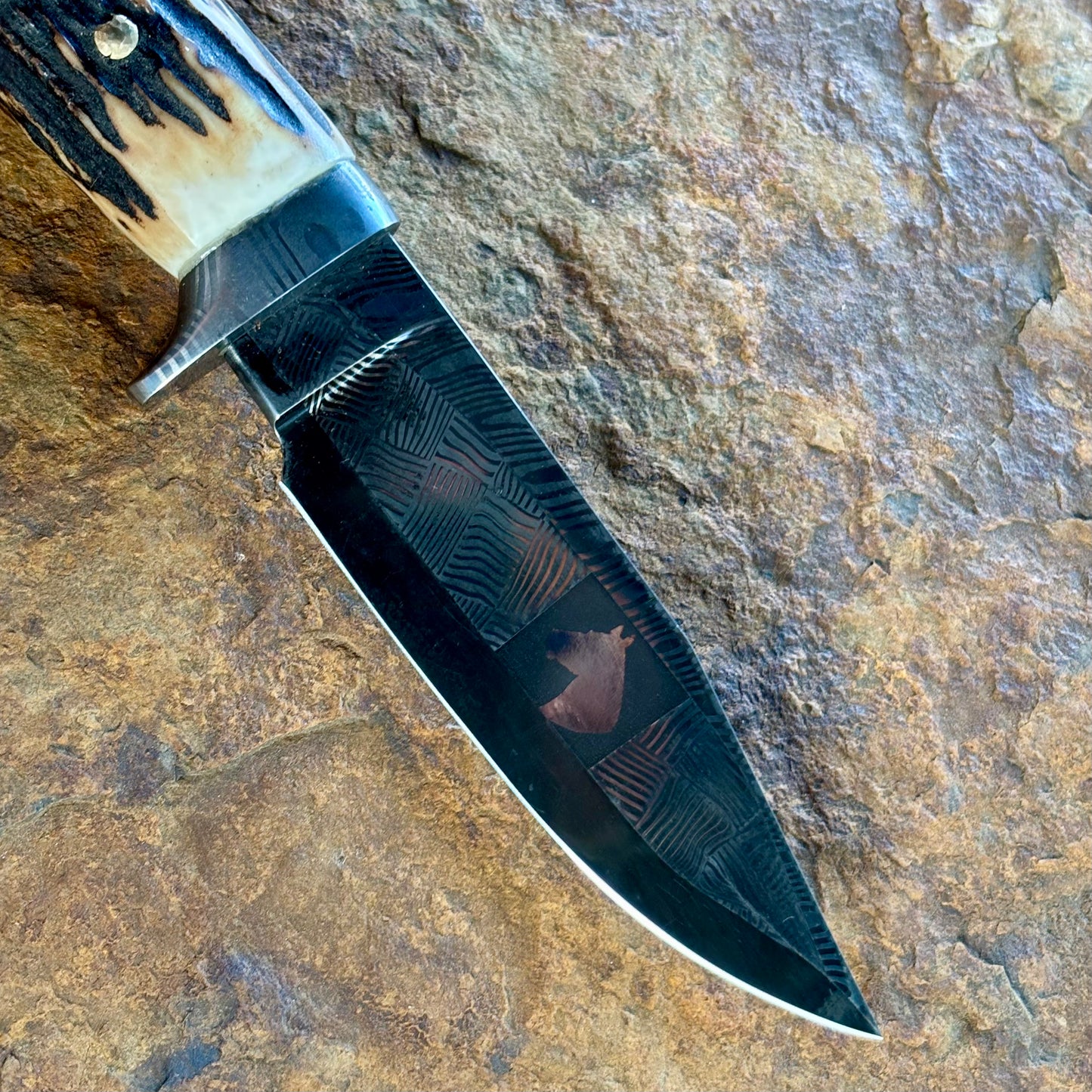 Damascus Hunter w/ Deer Antler