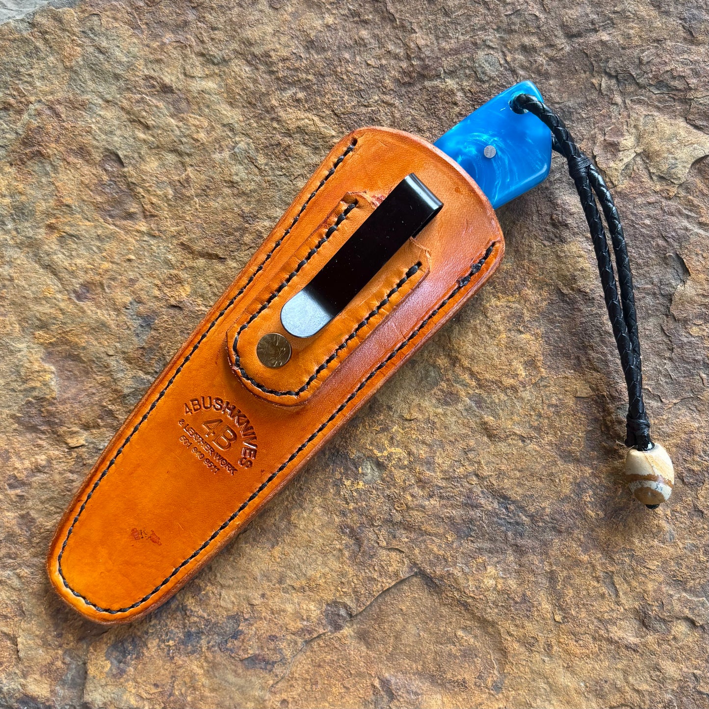 Pocket EDC w/ Blue Swirl Resin in 1095