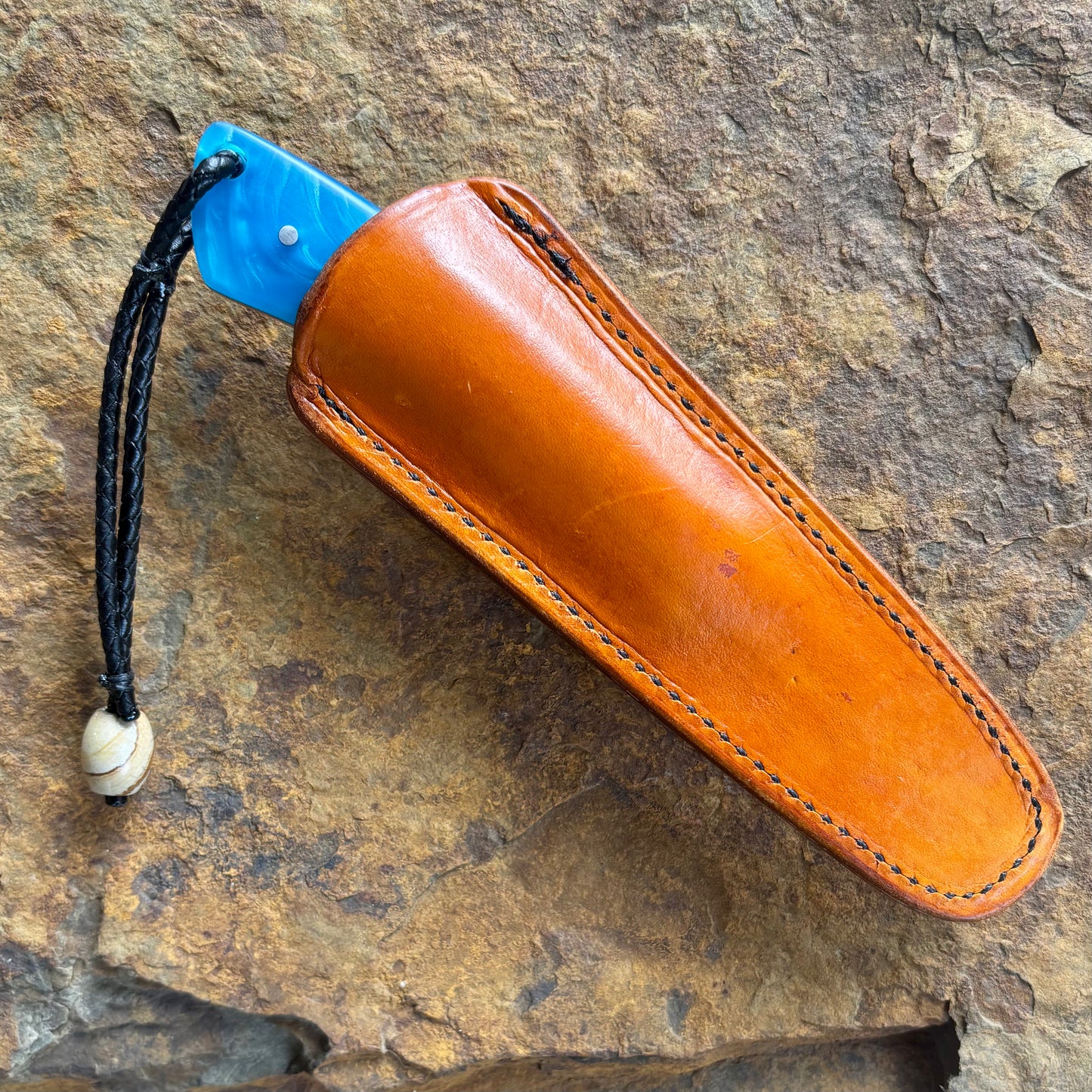 Pocket EDC w/ Blue Swirl Resin in 1095
