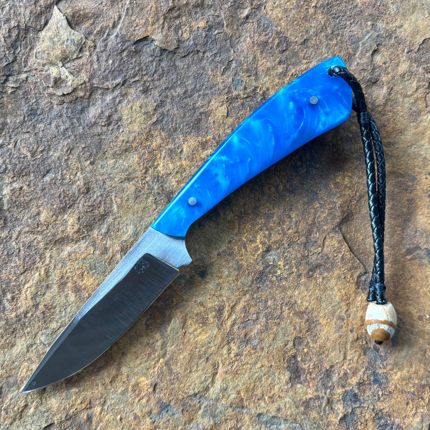 Pocket EDC w/ Blue Swirl Resin in 1095